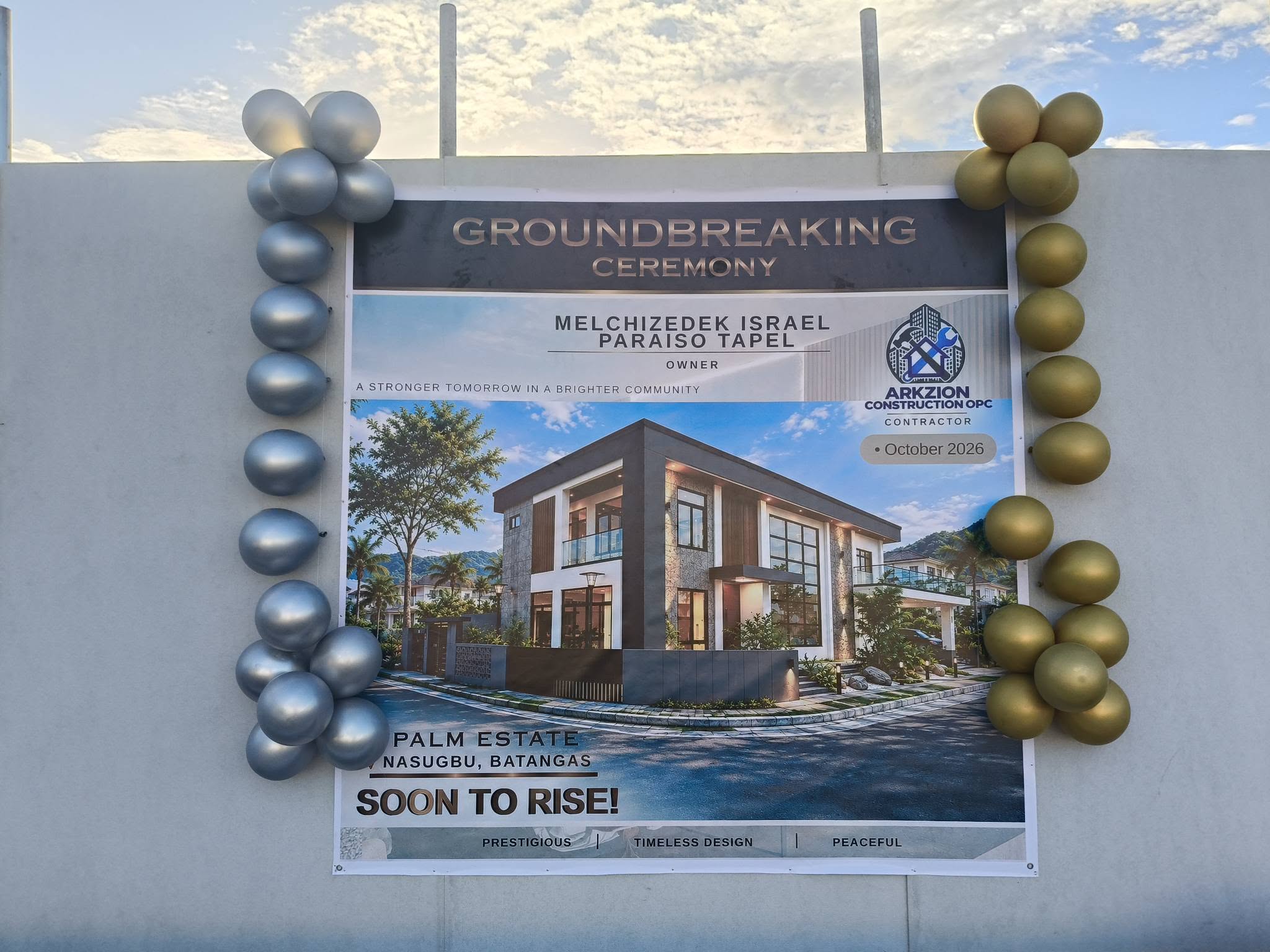 Palm Estate groundbreaking banner, Nasugbu, Batangas